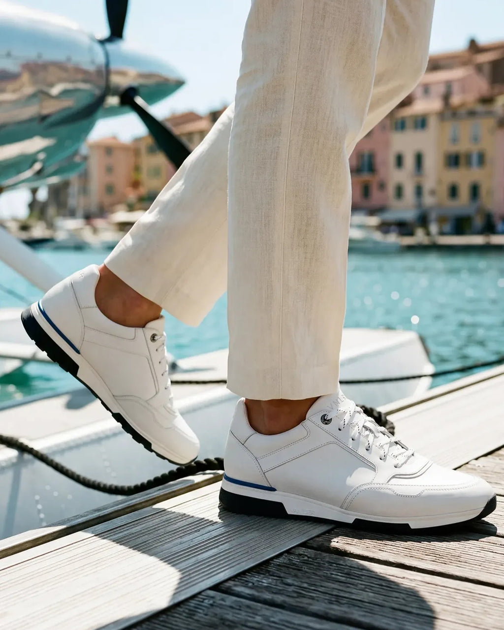 Baskets Positano en cuir lisse blanc