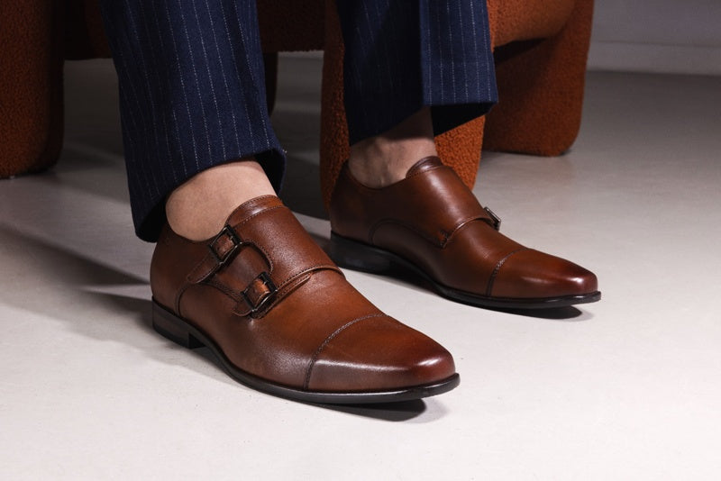Cognac smooth leather Santorini buckle shoe