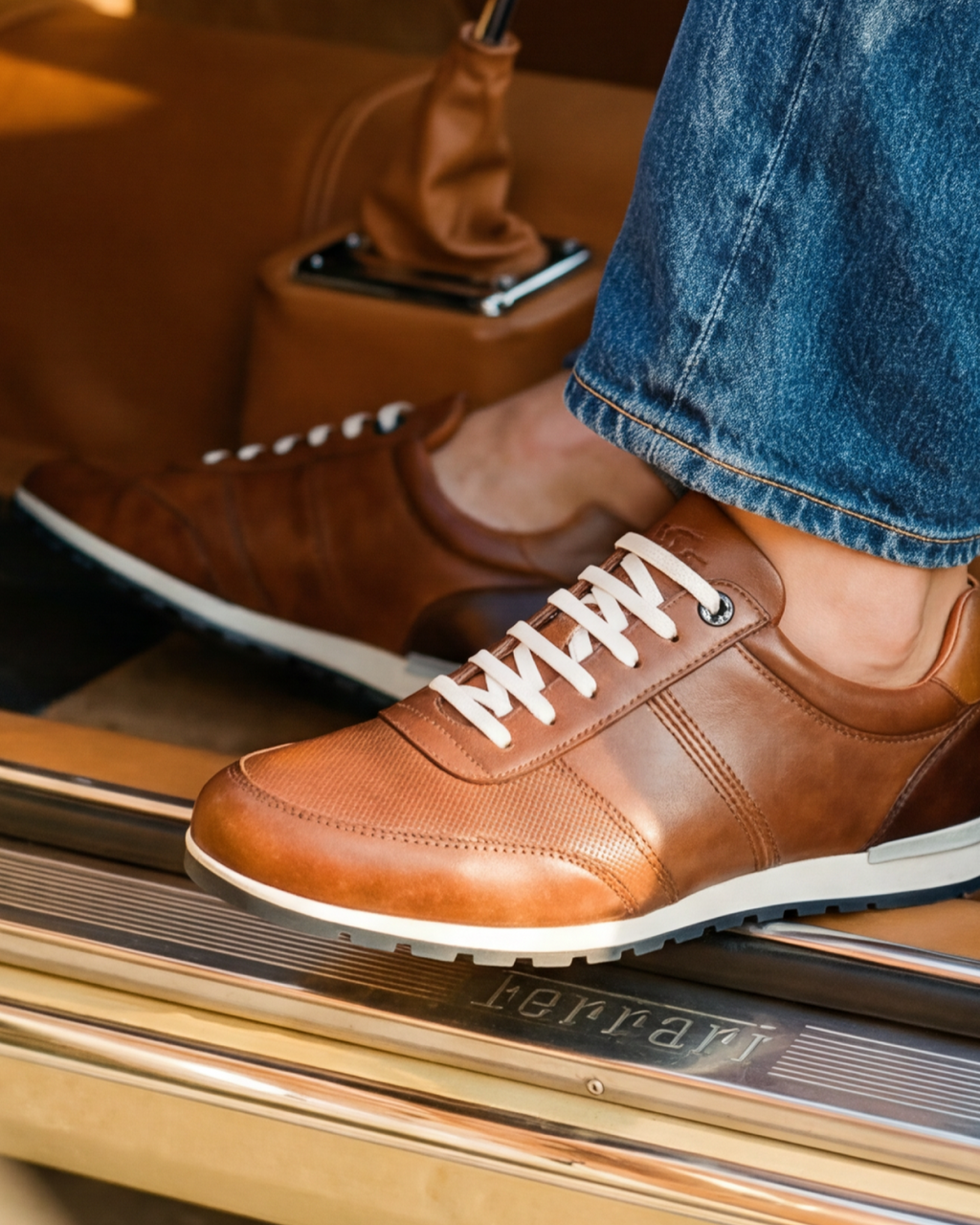 Light cognac smooth leather Anzano sneaker