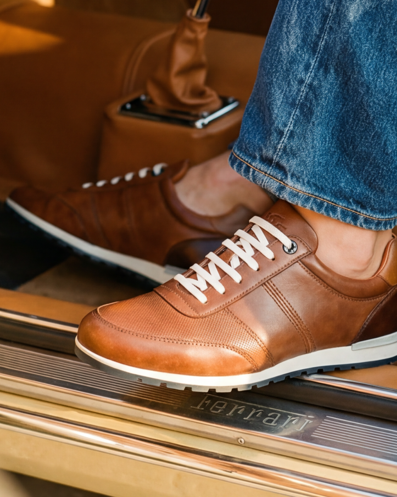 Light cognac smooth leather Anzano sneaker