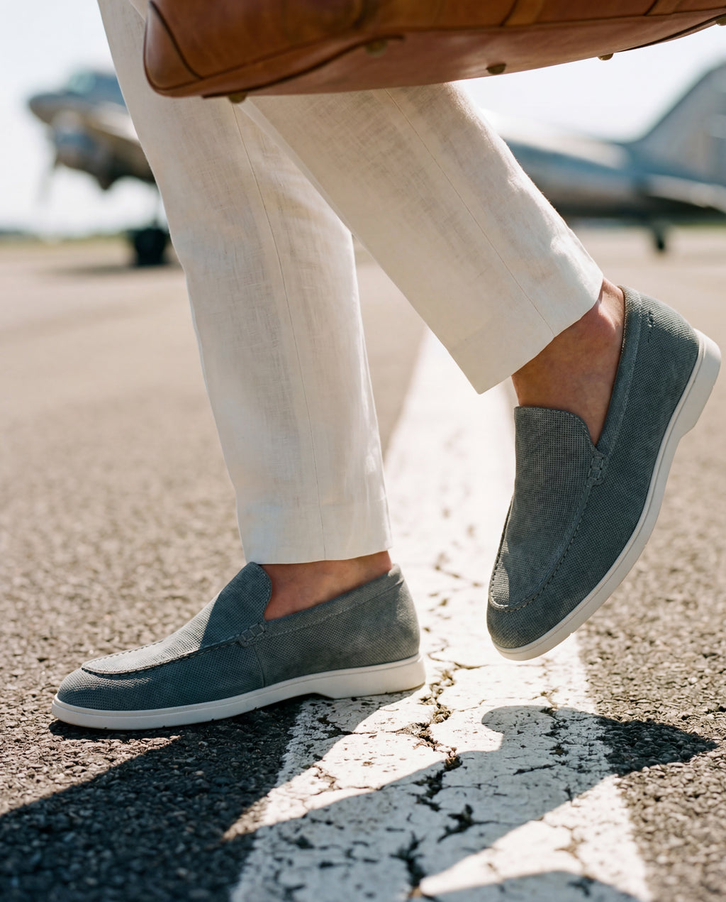 Grijs blauw suède Ascona loafer