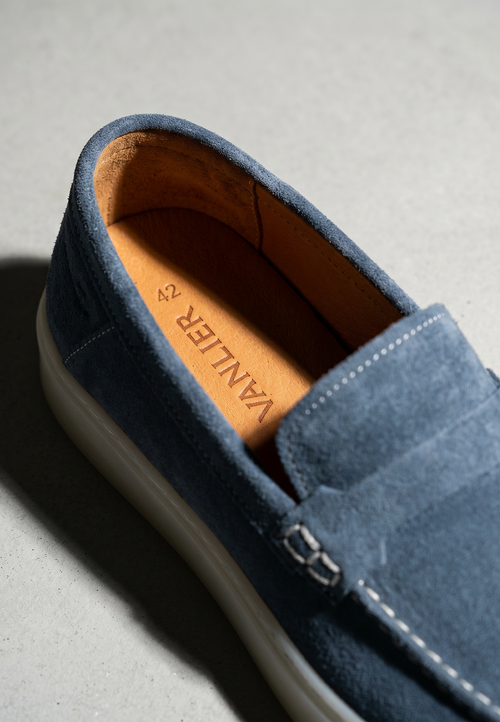 Metal blauw suède Bari loafer