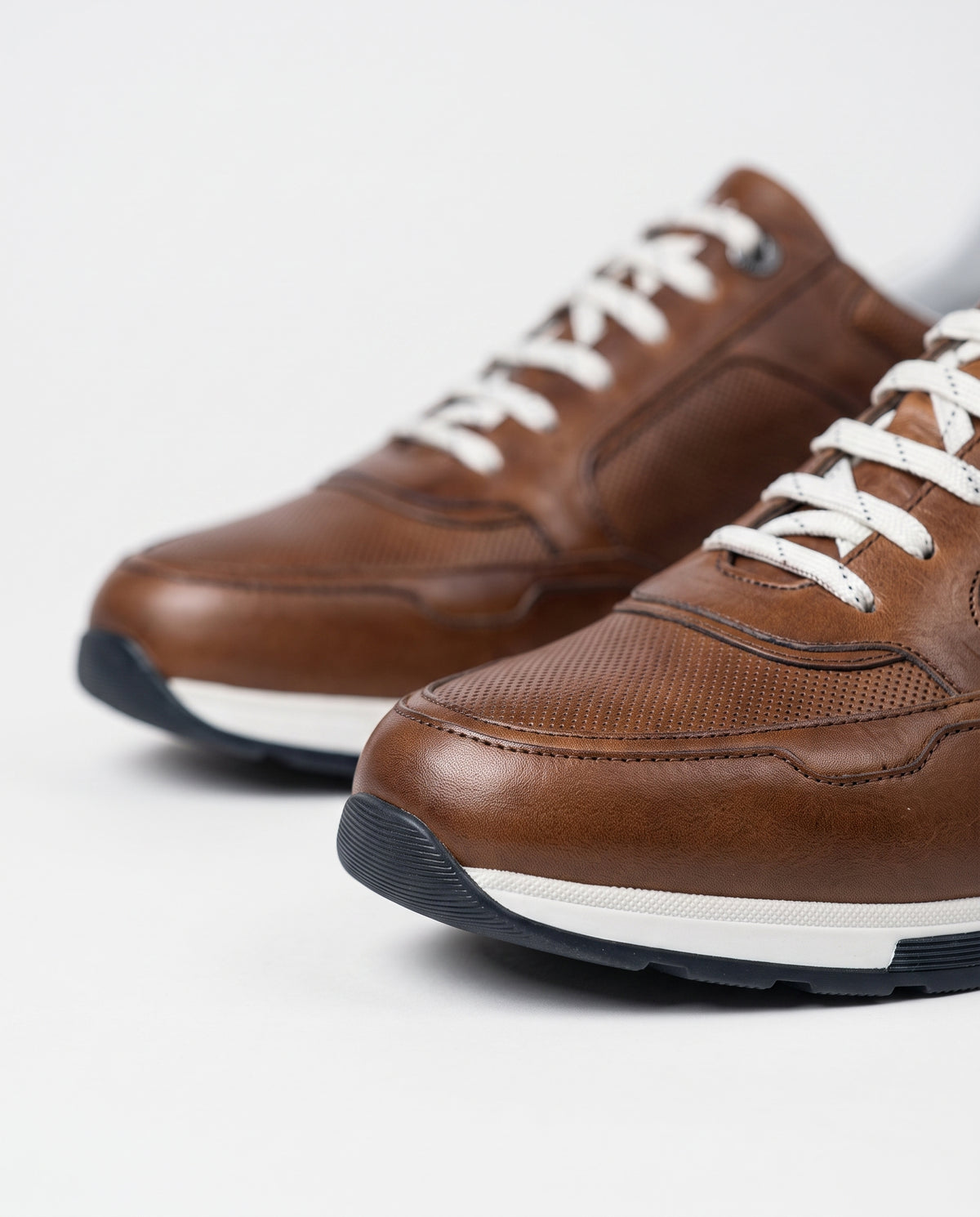 Bruin cognac gladleren Positano sneaker