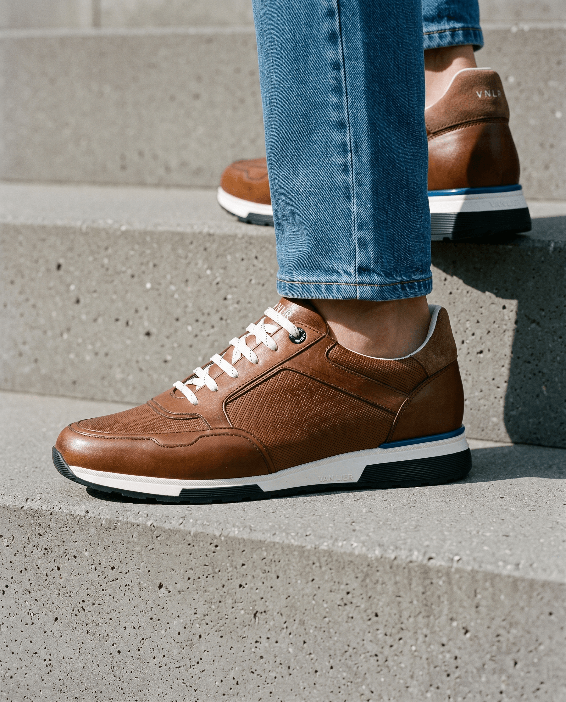 Bruin cognac gladleren Positano sneaker