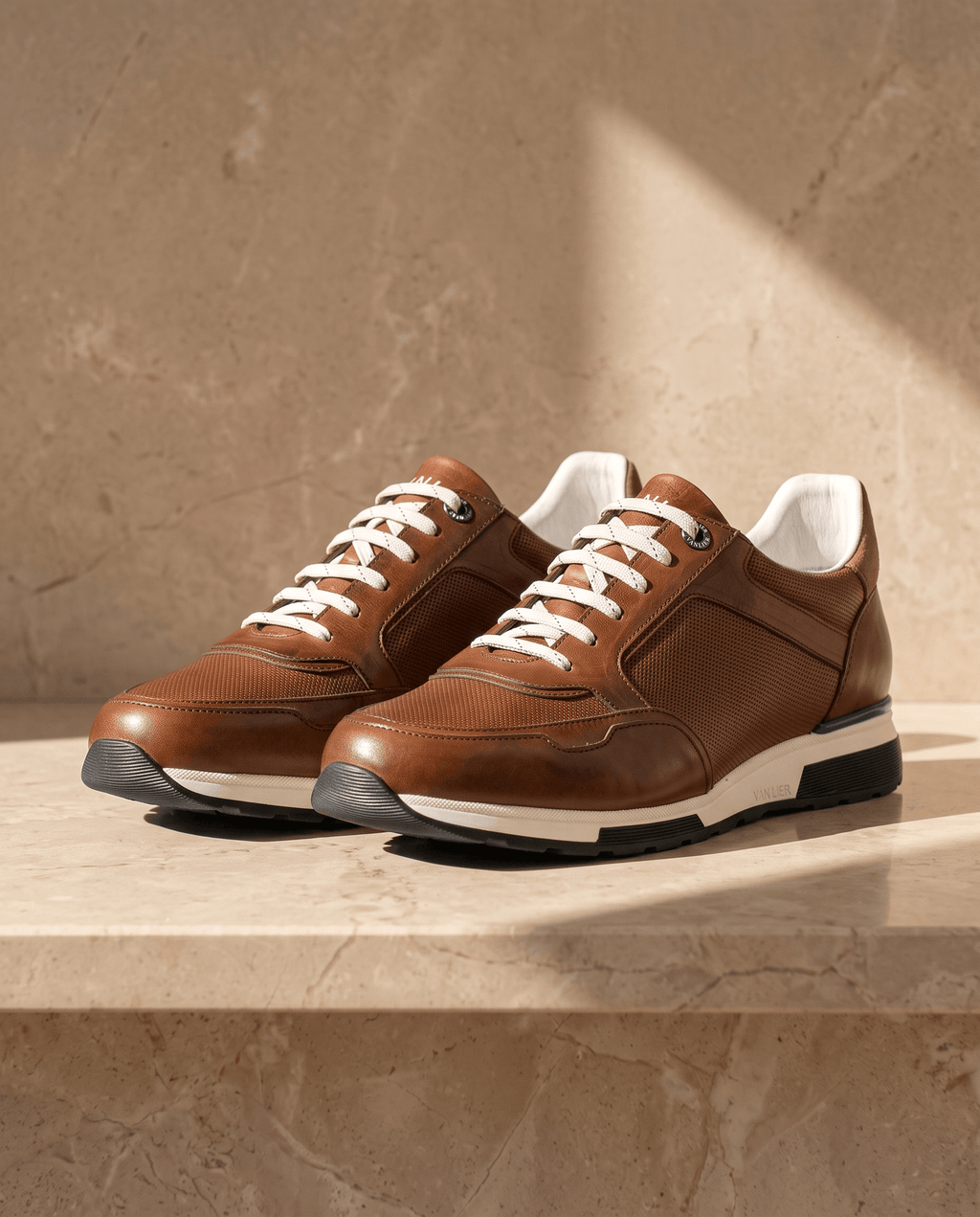 Brown cognac smooth leather Positano sneaker