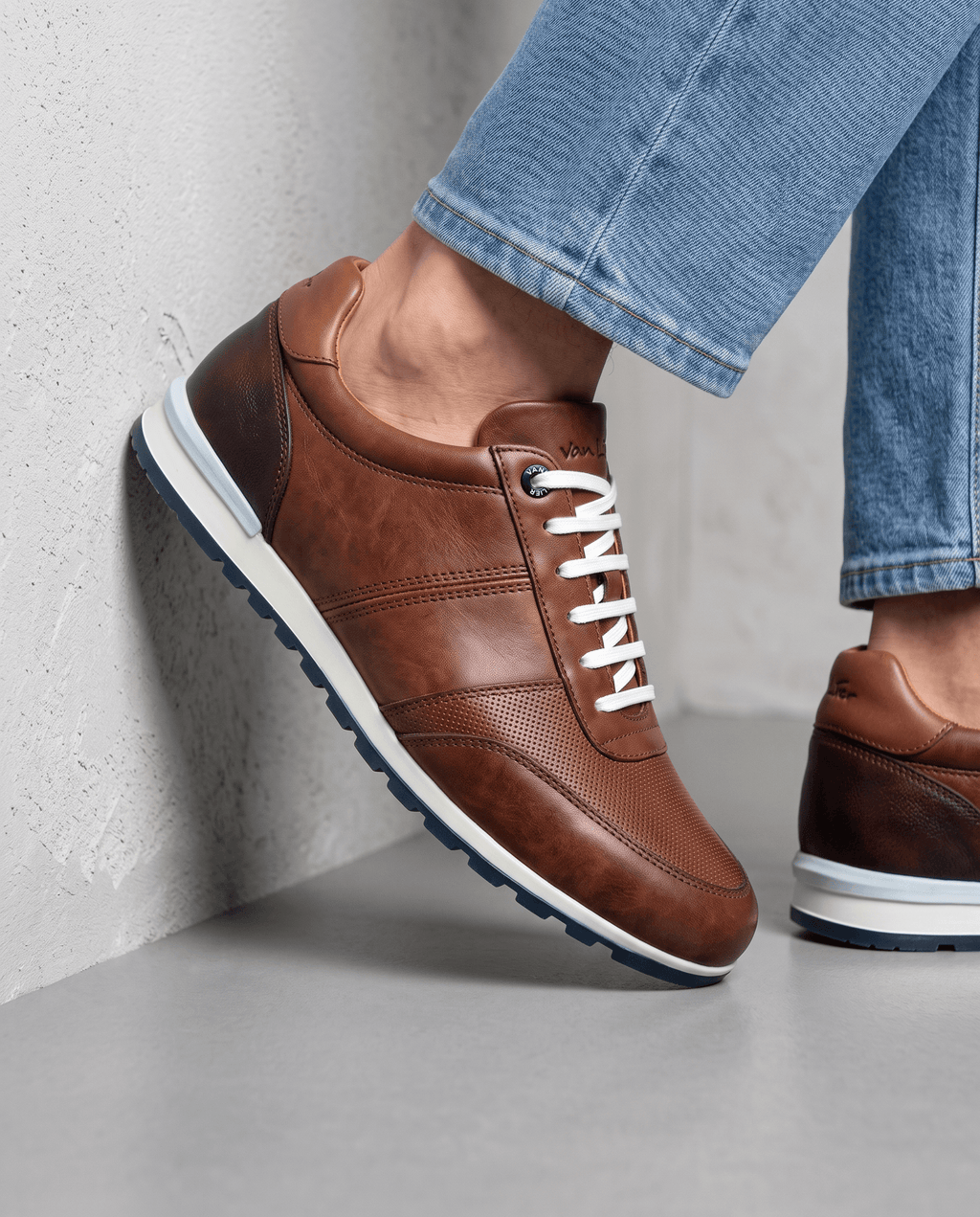 Light cognac smooth leather Anzano sneaker