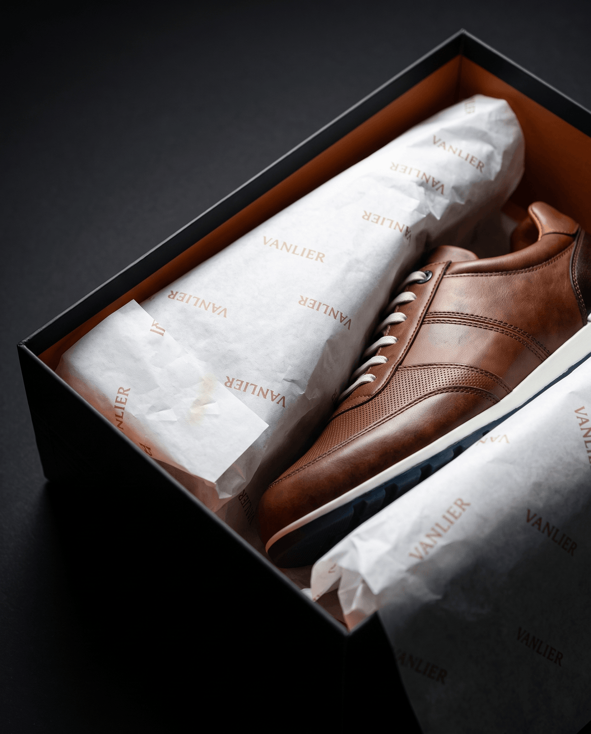 Licht cognac gladleren Anzano sneaker