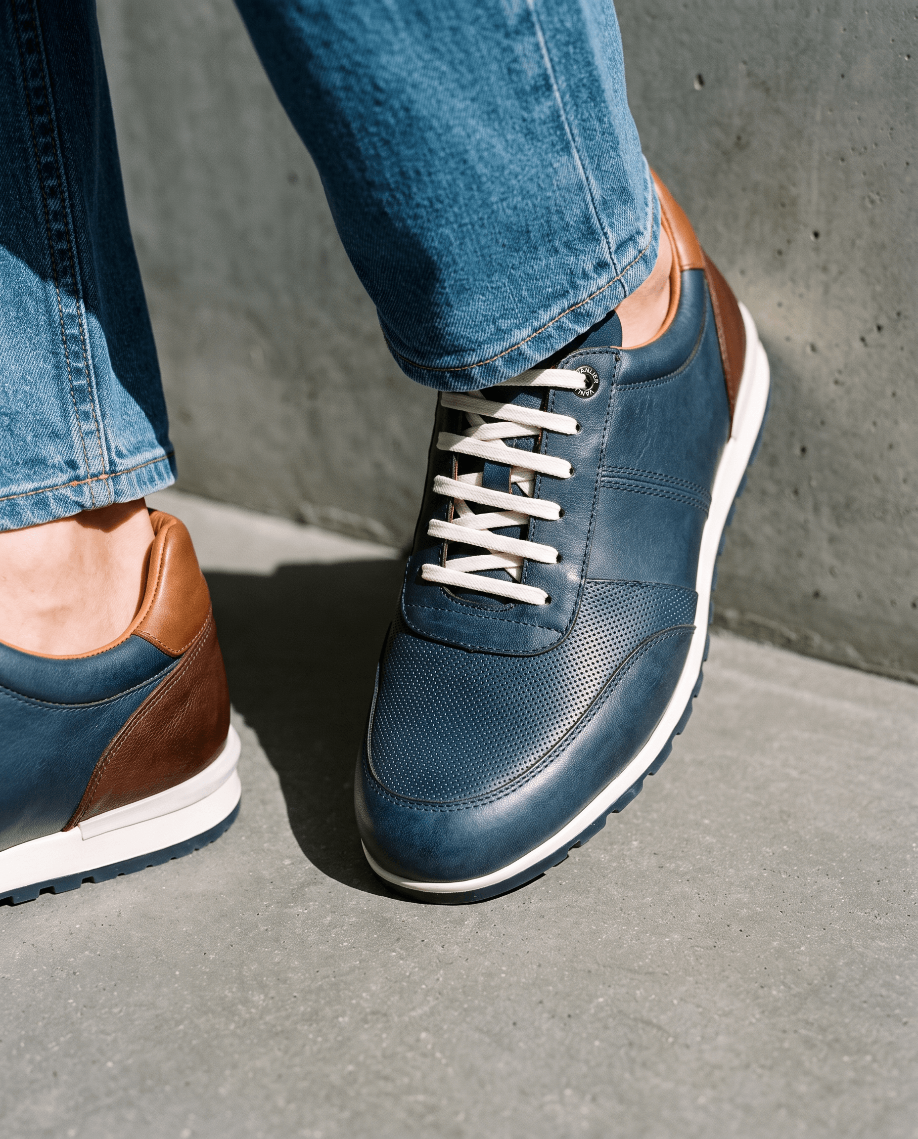 Navy blauw gladleren Anzano sneaker