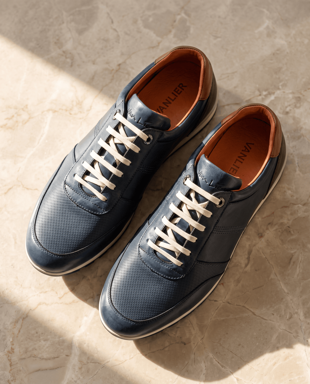 Blue smooth leather Anzano sneaker