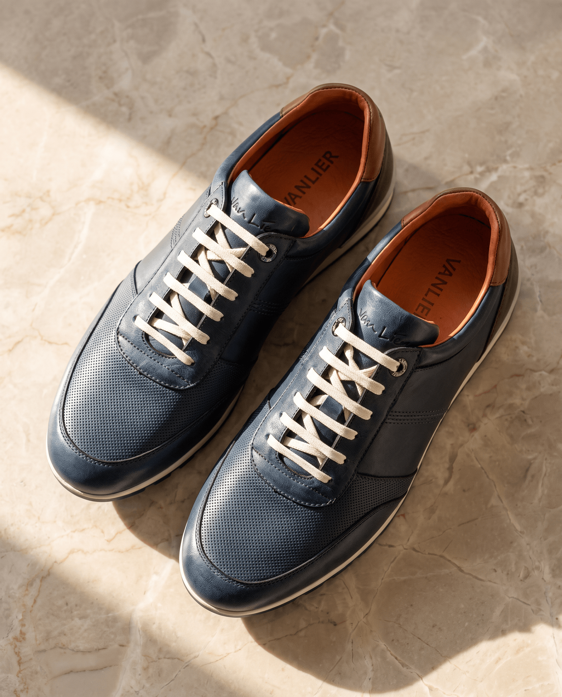 Navy blauw gladleren Anzano sneaker