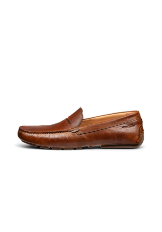 Bruin cognac gladleren Mocassin