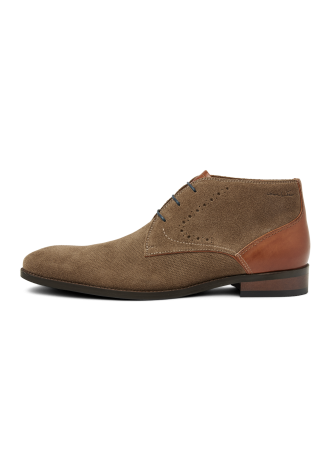 Taupe suède Vienna halfhoge veterschoen