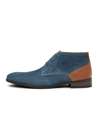 Blauw suède Vienna halfhoge veterschoen