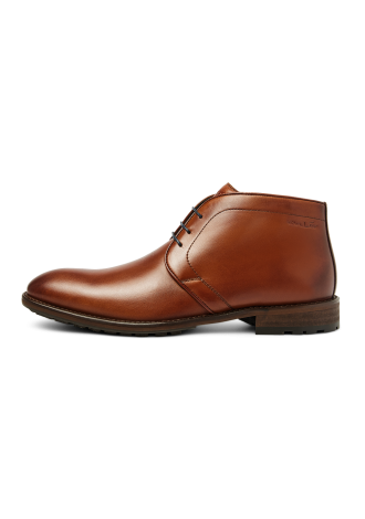Cognac gladleren Montana halfhoge veterschoen