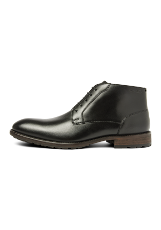 Zwart gladleren Montana halfhoge veterschoen