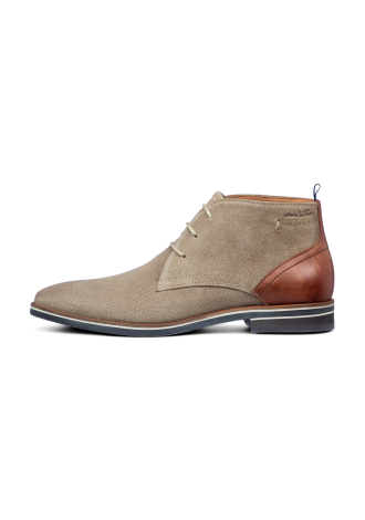 Taupe suède Amalfi halfhoge veterschoen