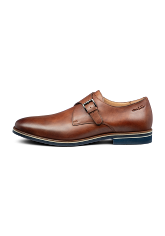Licht cognac gladleren Amalfi gespschoen