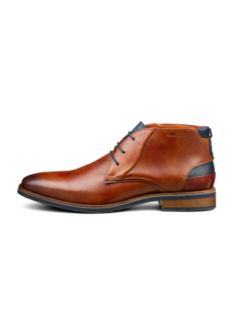 Cognac gladleren Amalfi halfhoge veterschoen