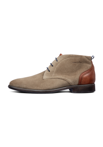 Taupe suede Erasmo halfhoge veterschoen