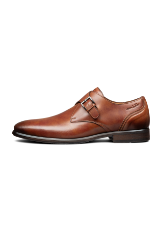 Cognac gladleren Erasmo gespschoen