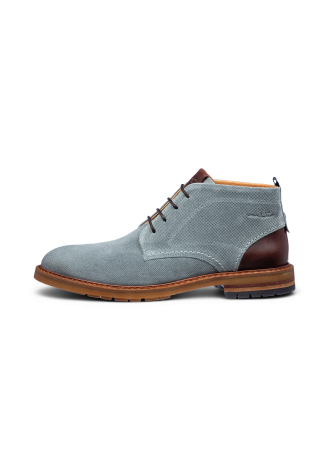 Grijs blauw suède Dino halfhoge veterschoen