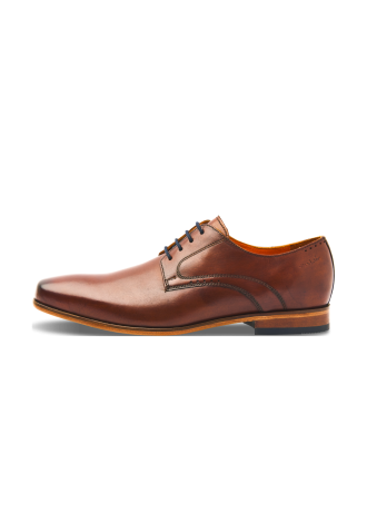 Cognac gladleren Rhodes veterschoen