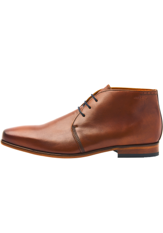 Cognac gladleren Rhodes halfhoge veterschoen