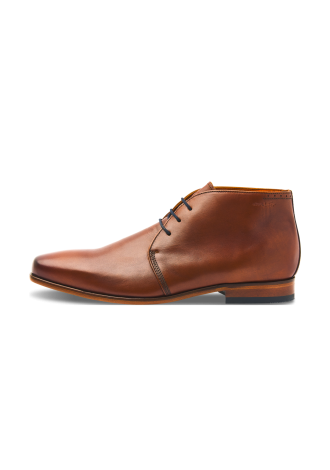 Cognac gladleren Rhodes halfhoge veterschoen