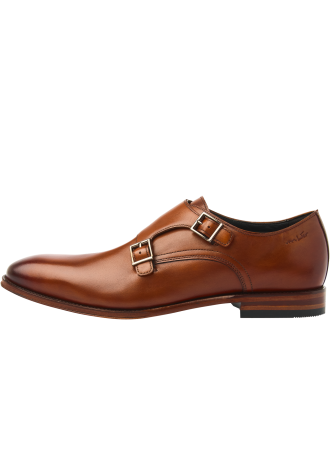 Cognac gladleren Madison gespschoen