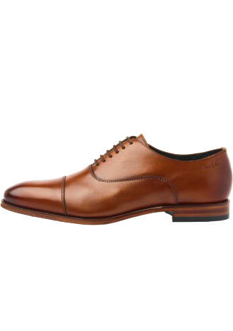 Cognac gladleren Madison veterschoen
