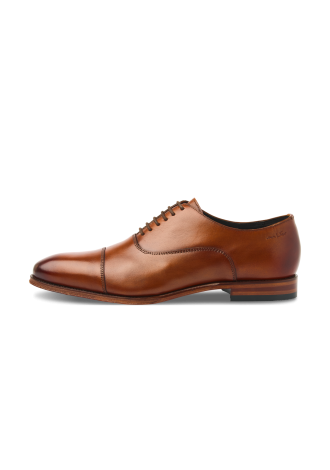Cognac gladleren Madison veterschoen