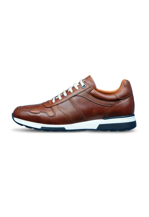 Cognac gladleren Positano sneaker