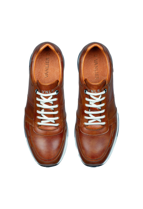 Cognac gladleren Positano sneaker