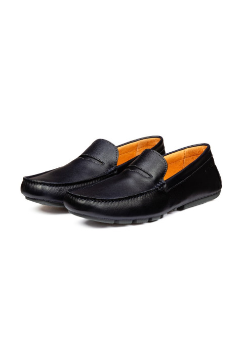 Navy gladleren Mocassin