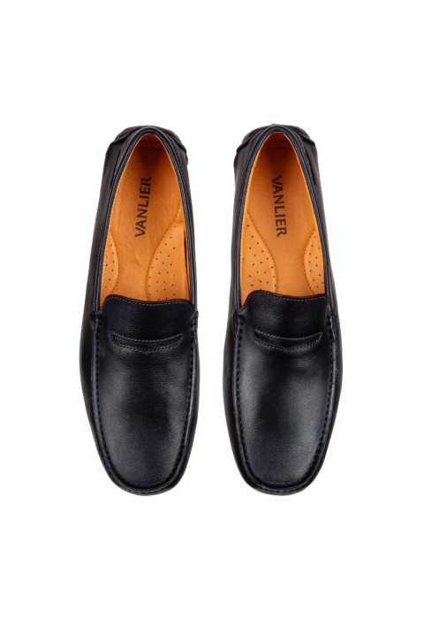 Navy gladleren Mocassin