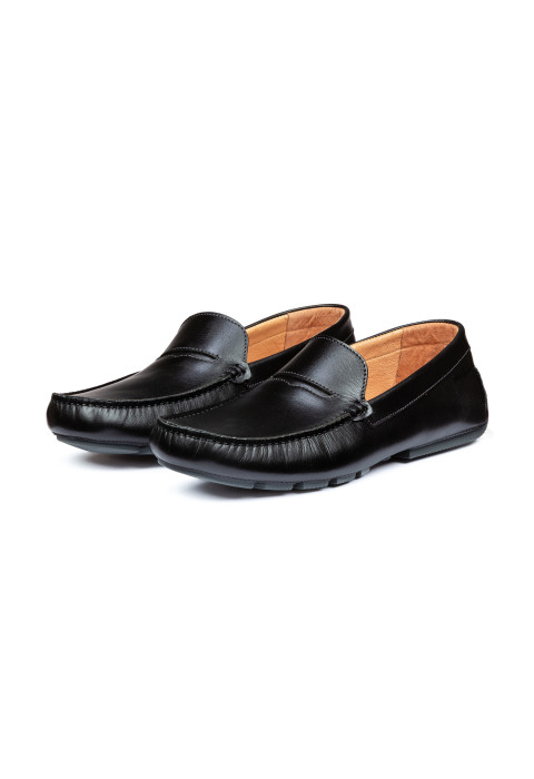 Zwart gladleren Mocassin