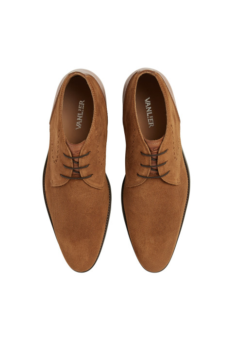 Cognac suède Vienna halfhoge veterschoen