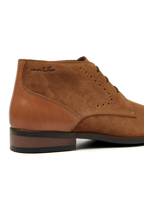 Cognac suède Vienna halfhoge veterschoen