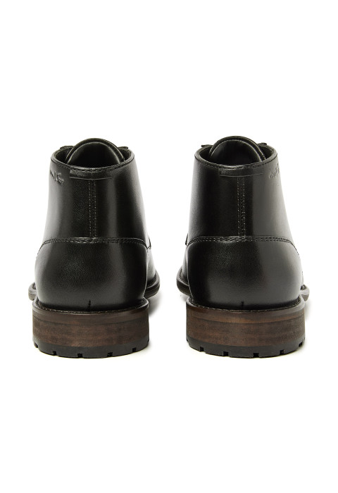 Zwart gladleren Montana halfhoge veterschoen