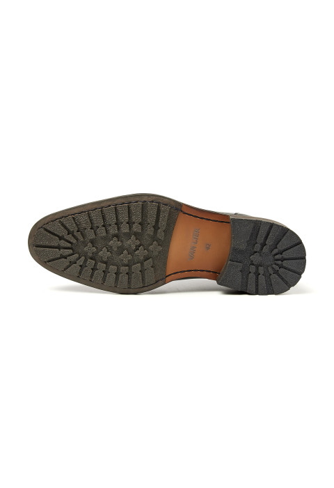 Zwart gladleren Montana halfhoge veterschoen