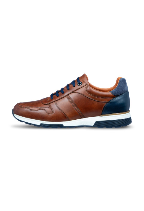 Licht cognac gladleren Positano sneaker