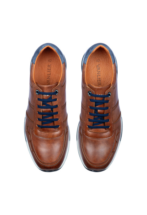 Licht cognac gladleren Positano sneaker