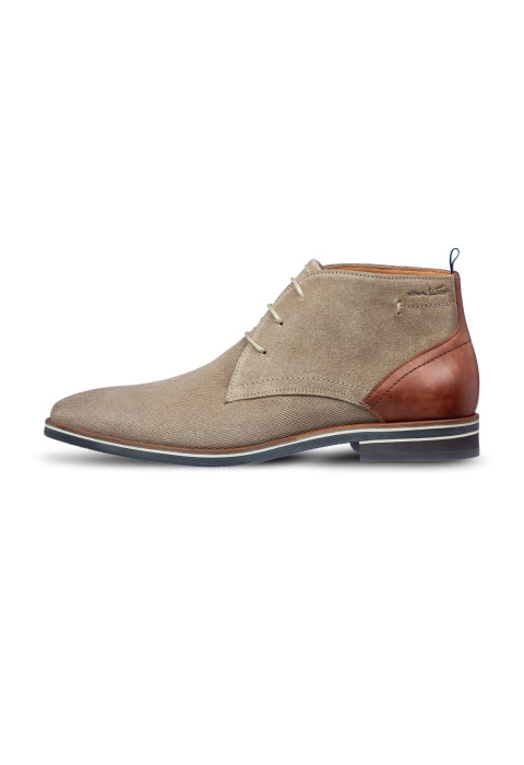 Taupe suède Amalfi halfhoge veterschoen