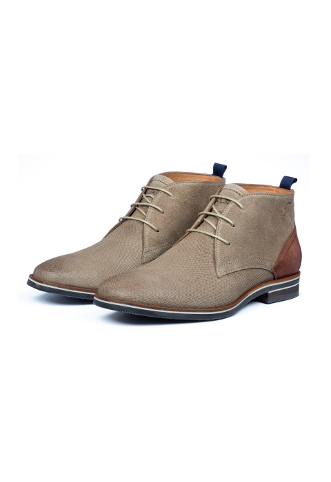 Taupe suède Amalfi halfhoge veterschoen