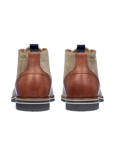 Taupe suède Amalfi halfhoge veterschoen