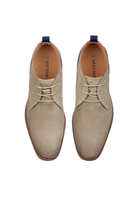 Taupe suède Amalfi halfhoge veterschoen