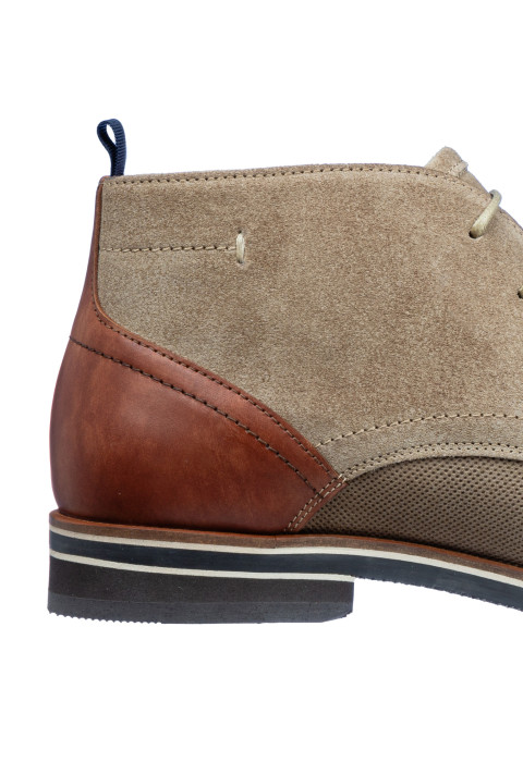 Taupe suède Amalfi halfhoge veterschoen