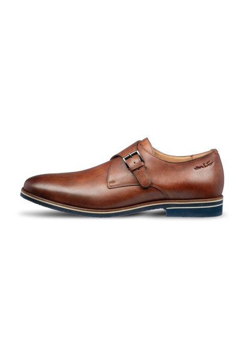 Licht cognac gladleren Amalfi gespschoen