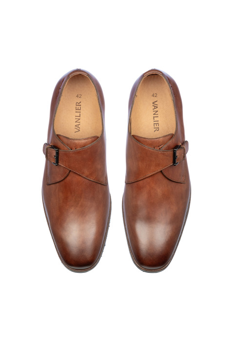 Licht cognac gladleren Amalfi gespschoen