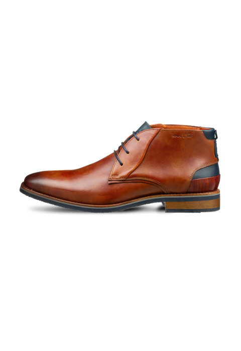 Cognac gladleren Amalfi halfhoge veterschoen